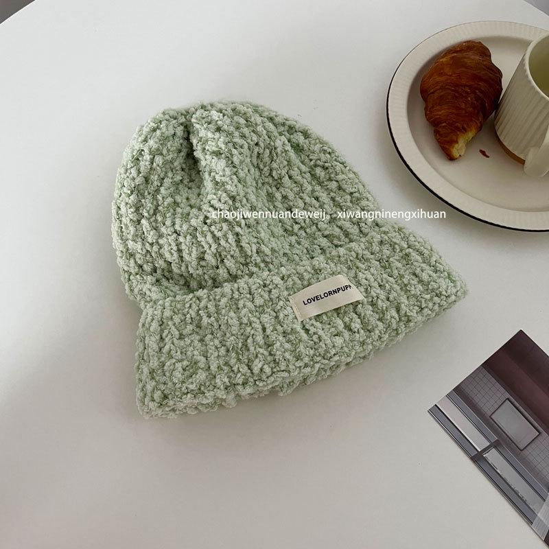 Ice cream color~ solid color soft glutinous women's comfortable autumn and winter warm ear protection wool knitted hat