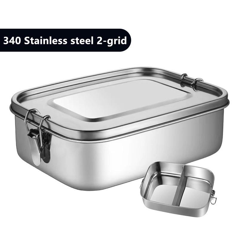 304 Stainless Steel Square Lunch Box Sealed Insulation Bento Box Student Lunch Box Canteen Large Capacity Compartment Lunch Box