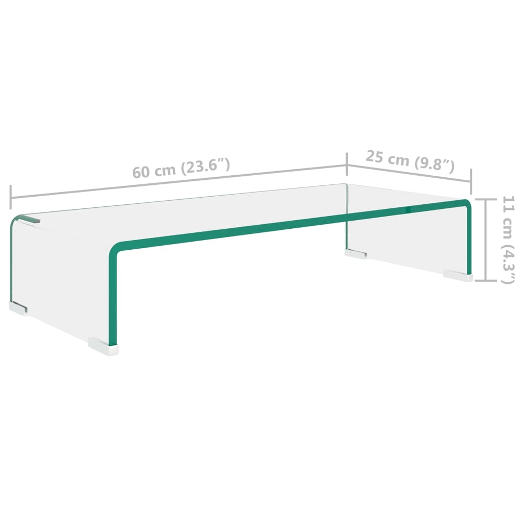 Vidaxl Glass Monitor / TV Stand 60X25X11 Cm