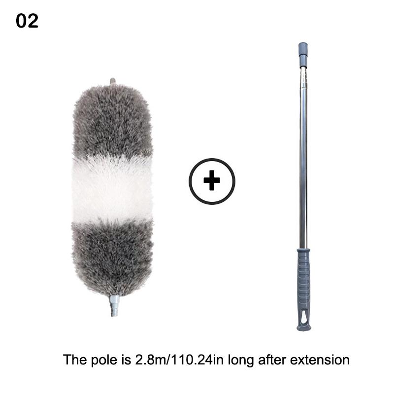 280cm Dust Dusters With Extension Pole Retractable Dust Reusable Ceiling Cleaning Removal Brush Microfiber Dusting Brush Tool