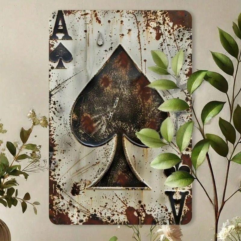 Vintage Metal Sign Ace of Spades Playing Card Decor for Bar Garage Wall Art 20x30cm