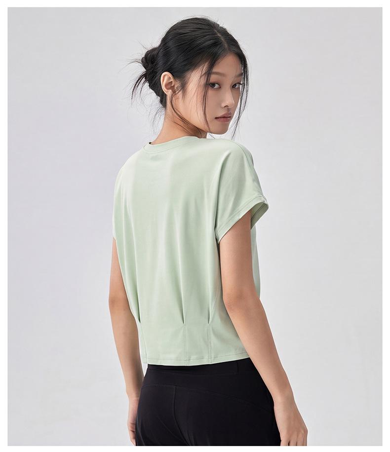 Vielseitiges Sommer-Spandex-Fledermausärmel-T-Shirt mit gerüschtem Saum