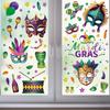 Reusable Mardi Gras Window Stickers Masquerade Mask Feather Pattern Glass Door Decor Festival Party Supplies Carnival Decoration