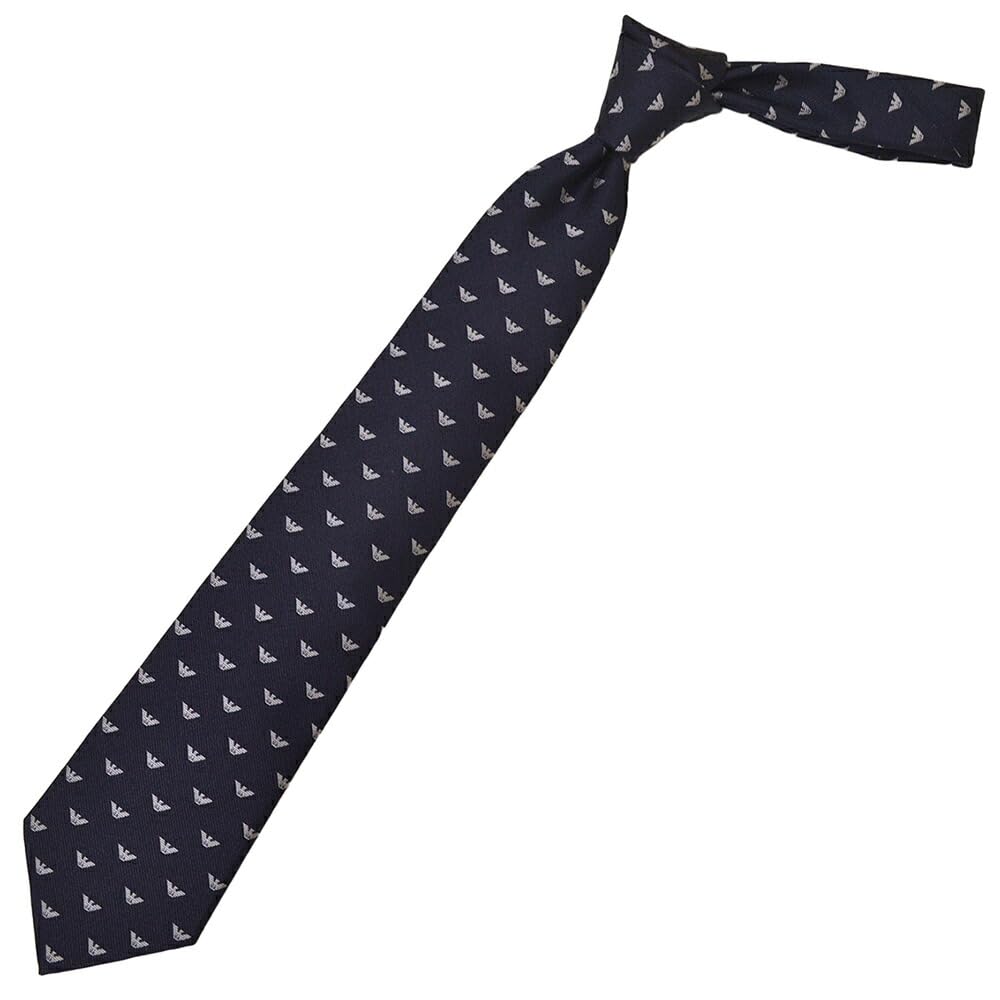 Emporio Armani Eagle Emblem Silk Tie Blade Eea23w018 Blue Navy (8.5cm Width) 3R616-00035