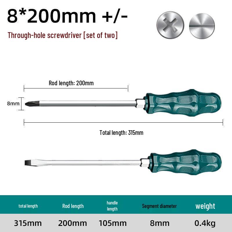 One-Word Industrial Magnetic Phillips & Flathead Screwdriver with Extra-Long Shank & Torx Impact Features