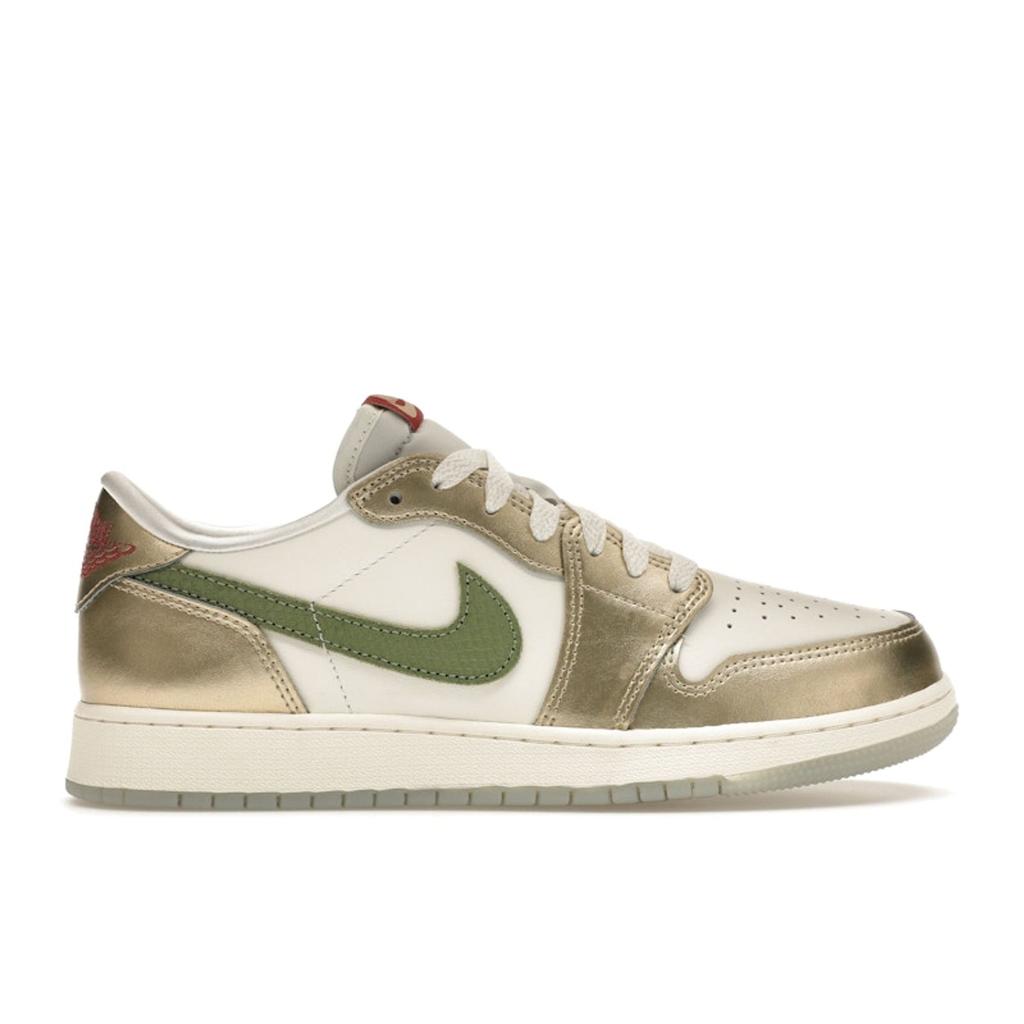 Air Jordan 1 Retro Low OG GS Year of the Dragon Kids Sneakers Gold Sail Oil-Green FQ6593-100