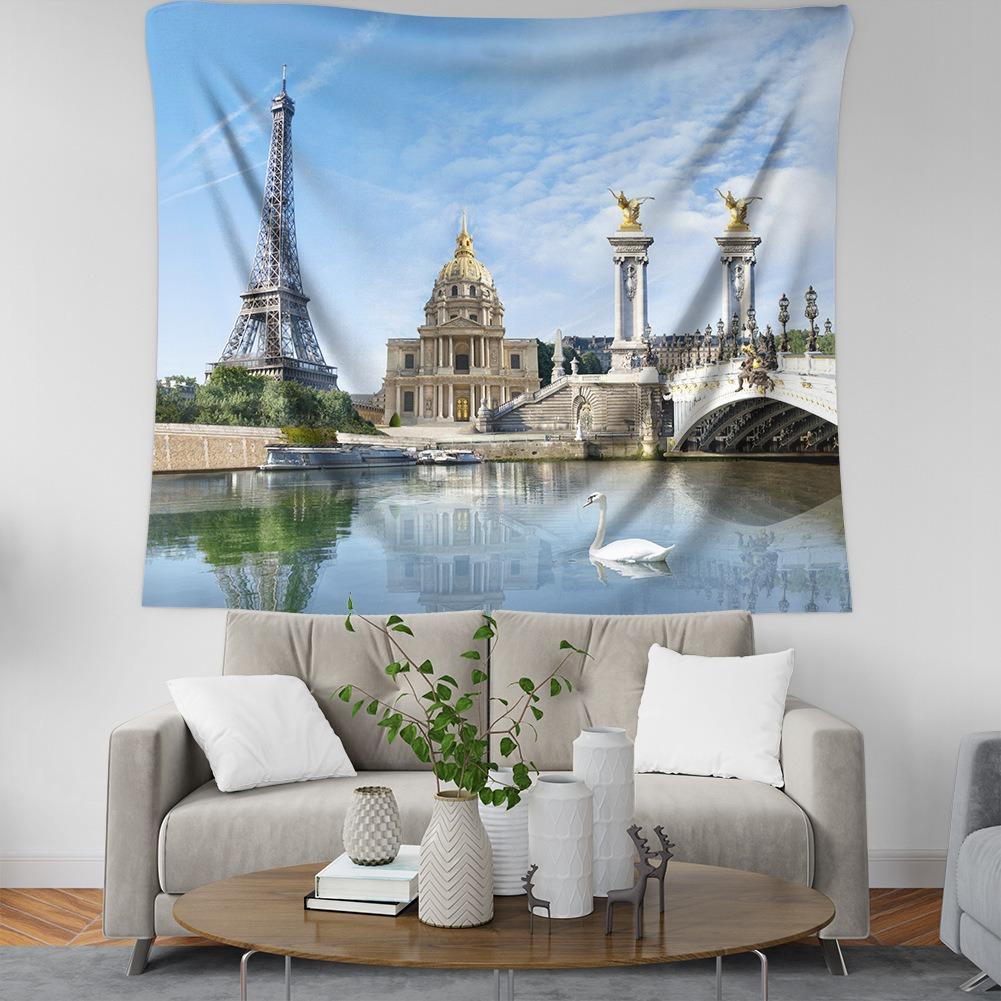 Париж Эйфелева башня Узор Подвесной Ткань Спальня Гостиная Гобелен Домашнее Настенное — фото 3