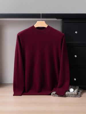 Men's 100% Pure Cashmere Half-High Collar Sweater - Business Casual Knit Pullover Warm Base Layer