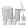 6Piece Bathroom Organizer Set with Toothbrush Cup Hydraulic Cup Trash Can Cleaning Brush Durable Construction