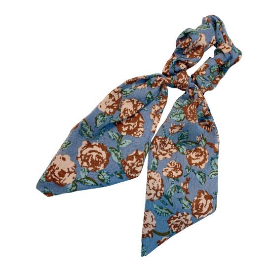 Hair Tie Floral Print Long Ribbon Chiffon Fabric Hair Rope Easy to Wear Bun Half-Tied Hairstyles Ponytail Holder Hair Accessory