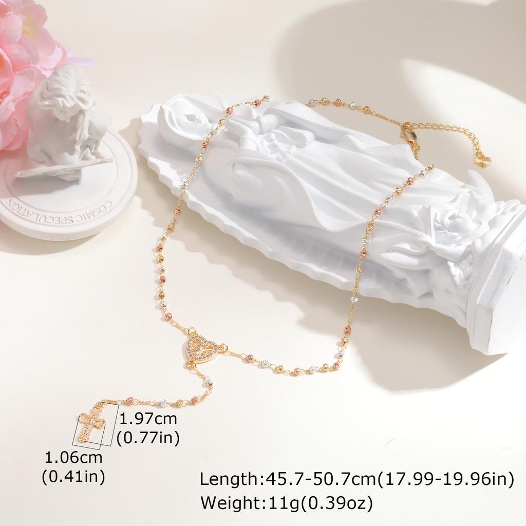 Xiaomi Vnox Fashion Jesus Cross Tail Y-shaped Necklace Metal Heart Round Accessories Women Religious Necklace Bracelet Set