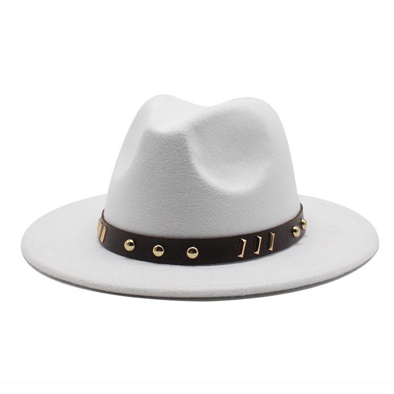 Belt Accessories Wool Top Hat Jazz Hat Vintage Black Wool Jazz Hat Flat-Brimmed Eaves Hat