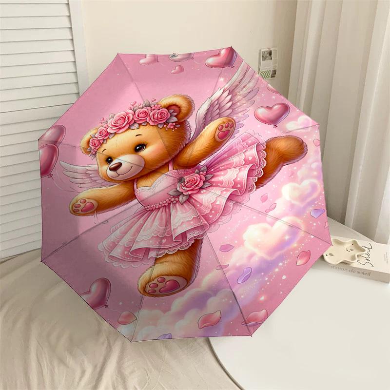

1PC Bear Angel Umbrella-8-Rib Reinforced, Automatic Open, Lightweight & Durable, Fashion Accessory for Outdoor, H0346