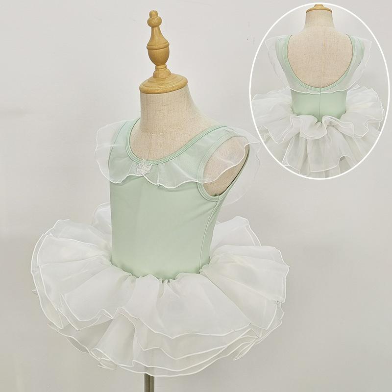 Kinder Tanzkleidung Sommer Kurzarm Übungstest Aufführung Tutu Rock Ärmellos Prinzessin Mädchen Ballett Kostüm