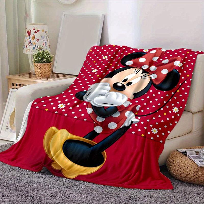 

1pc. Cute Minnie Mouse Cartoon Blanket, Soft Throw for Home Decor, Gift Idea, Suitable for All Seasons (Red Polka Dot Background)D014 100x150cm