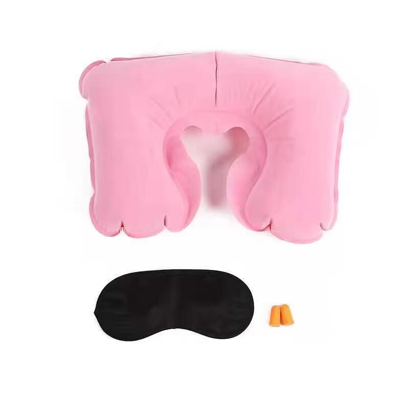 Inflatable U-Shaped Travel Pillow Set