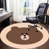 1pc Brown Bear Line Office Round Area Rug, Under Office Chairs Bedroom Living Room Home Decor  a1022189