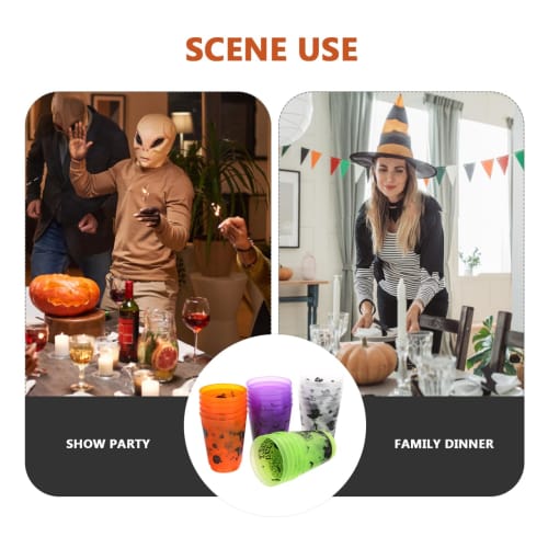 Lurrose Halloween Theme Plastic Cups, 20-Pack, Reusable Party Drinking Cups, Available In Various Colors, Durable and Stable Construction