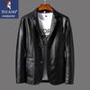 Men's Spring/Autumn Faux Leather Suit Collar Jacket