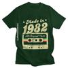 Mens Graphic Print Cotton T-Shirt 1982 Born Streetwear Tee Casual Short Sleeve