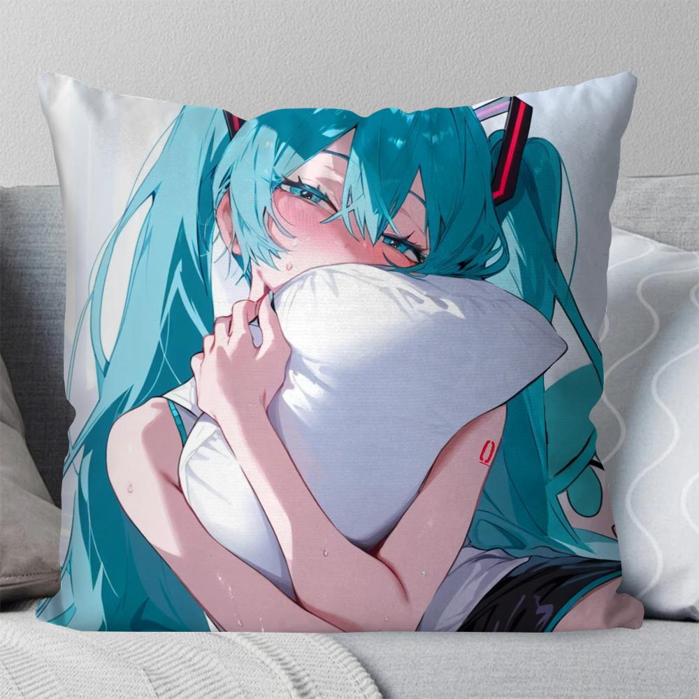H-Hatsune M-Miku Singer Anime Pillow Case Square Pillow BedroomSofaLeisure Comfort Cushion Car Living Room Home Decoration 40X40