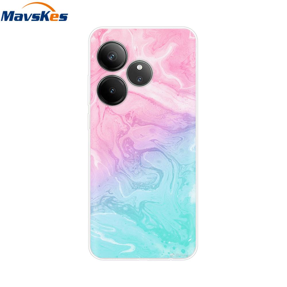 For Realme GT 6T Case Soft TPU Clear Painted Back Cover For Realme GT 6 Case GT6 6T Transparent Bumper RealmeGT6 Cute Protector