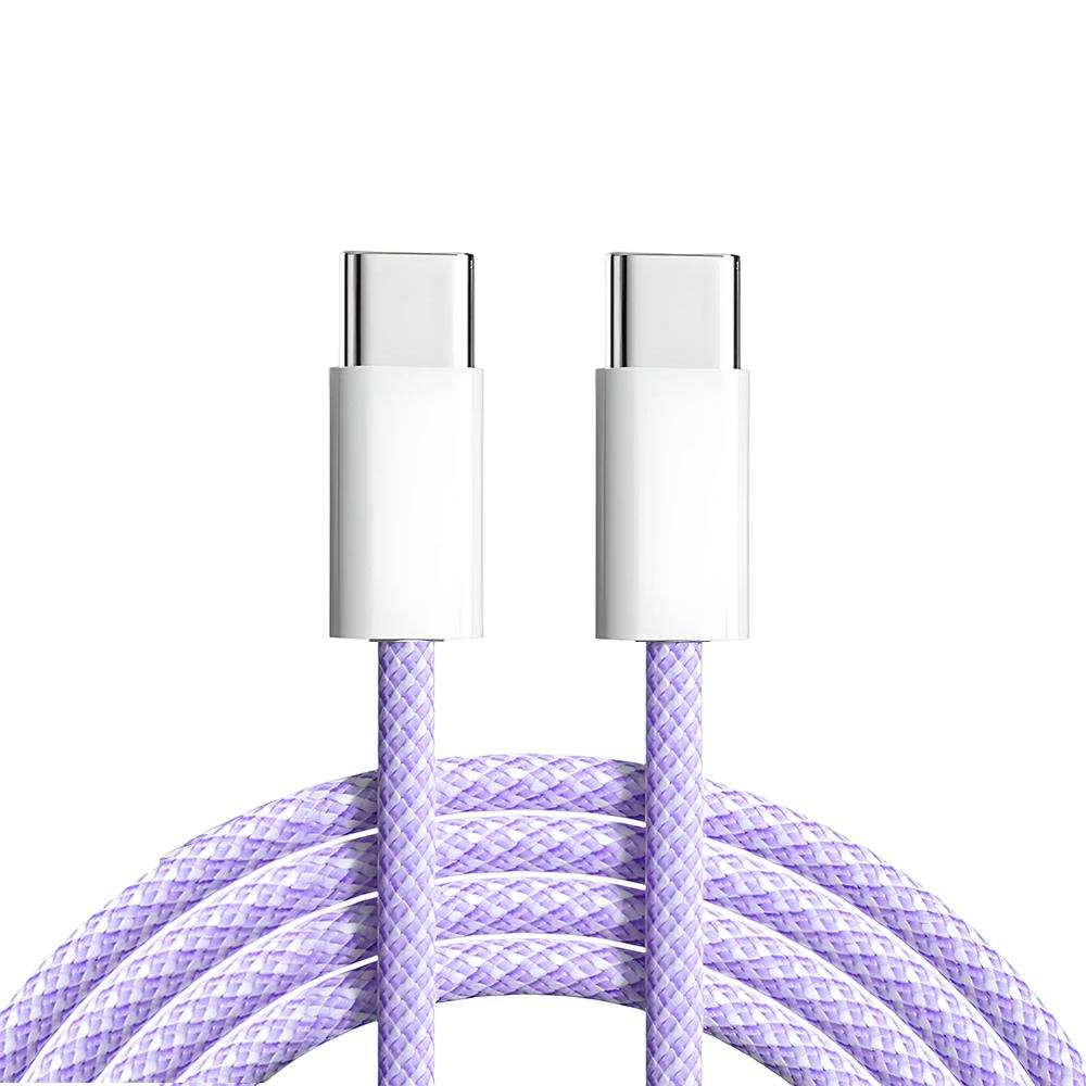 PD 60W Dual USB Type C Data Cable For iPhone 15 Pro Max 15 Plus Phone Fast Charging Nylon Braided Cable For Samsung Xiaomi OPPO