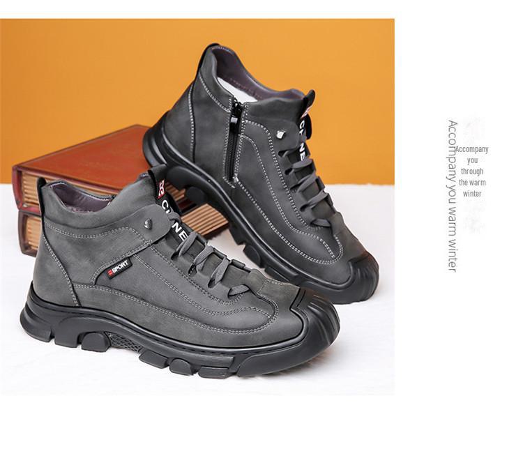Men's Northeast High-Top Waterproof Snow Boots - Winter Warm, Plus Velvet, Trendy, and Protective.