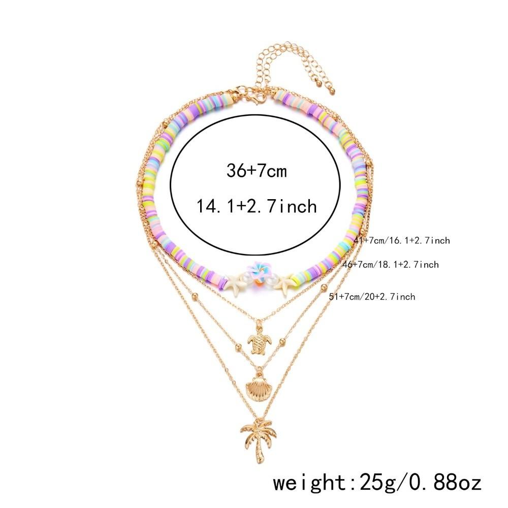 Multi-layer Boho Choker Jewelry Starfish Ocean Shell Bead Necklace Collarbone Chain  Female Fashion