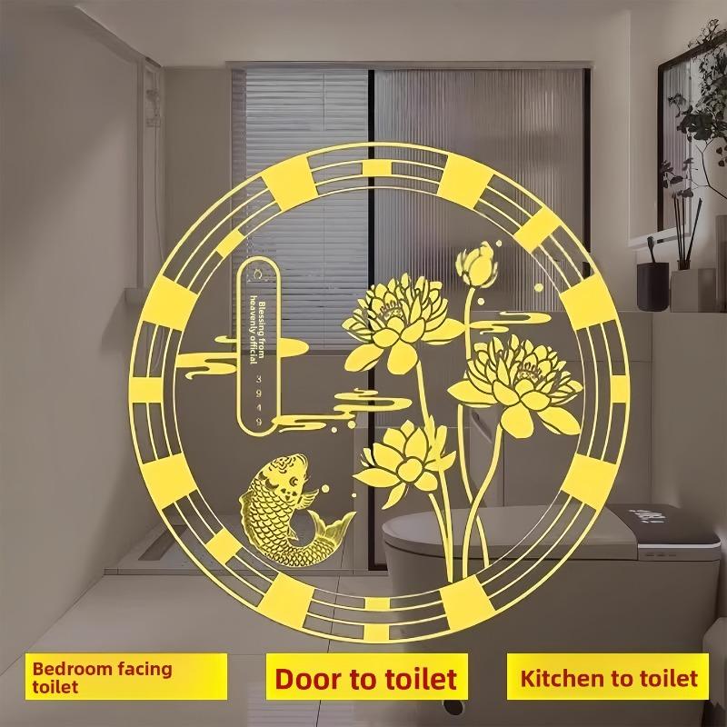 Lotus Flowers and Carp Fish Stickers for The Bathroom To Remove Dirt and Impurities. Lotus Flower and Heavenly Official Blessing Metal Stickers.