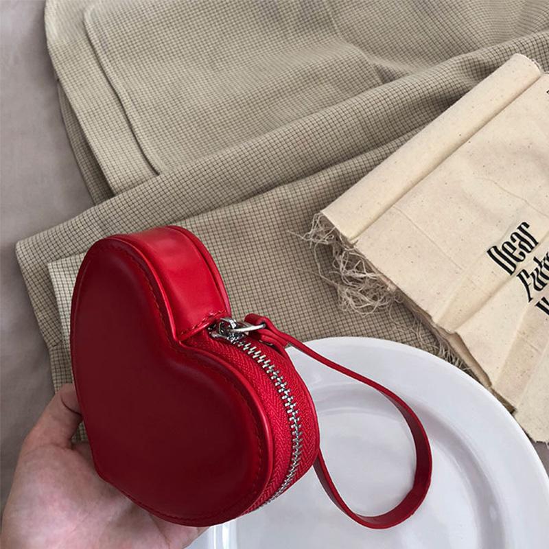 Cute Wallets For Women Fashion Wallet Card Coin PU Leather Purse With Zipper Girl Holder Lady Heart Shape Kawaii Clutch Bag