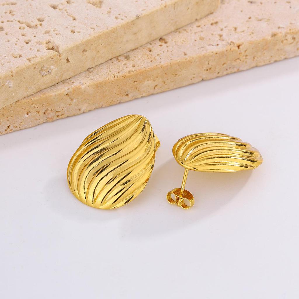 18K Gold Plated Titanium Steel Earrings with Butterfly, Flower, and Bowknot Designs