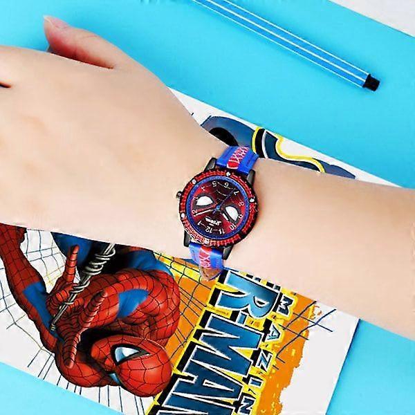 Spiderman Luminous Watch Waterproof Analog Watch Kids Birthday Gift Blue To Red Band