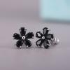 Blue Flower Stud Earrings for Women Delicate Daily Jewelry