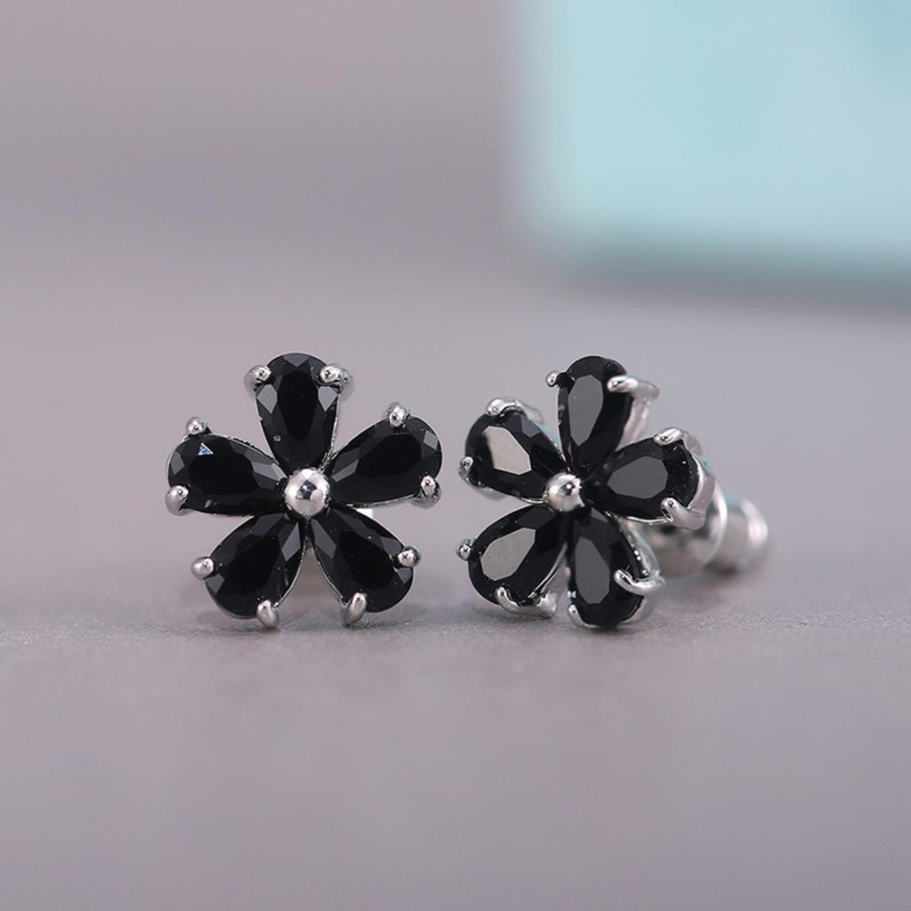 Blue Flower Stud Earrings for Women Delicate Daily Jewelry