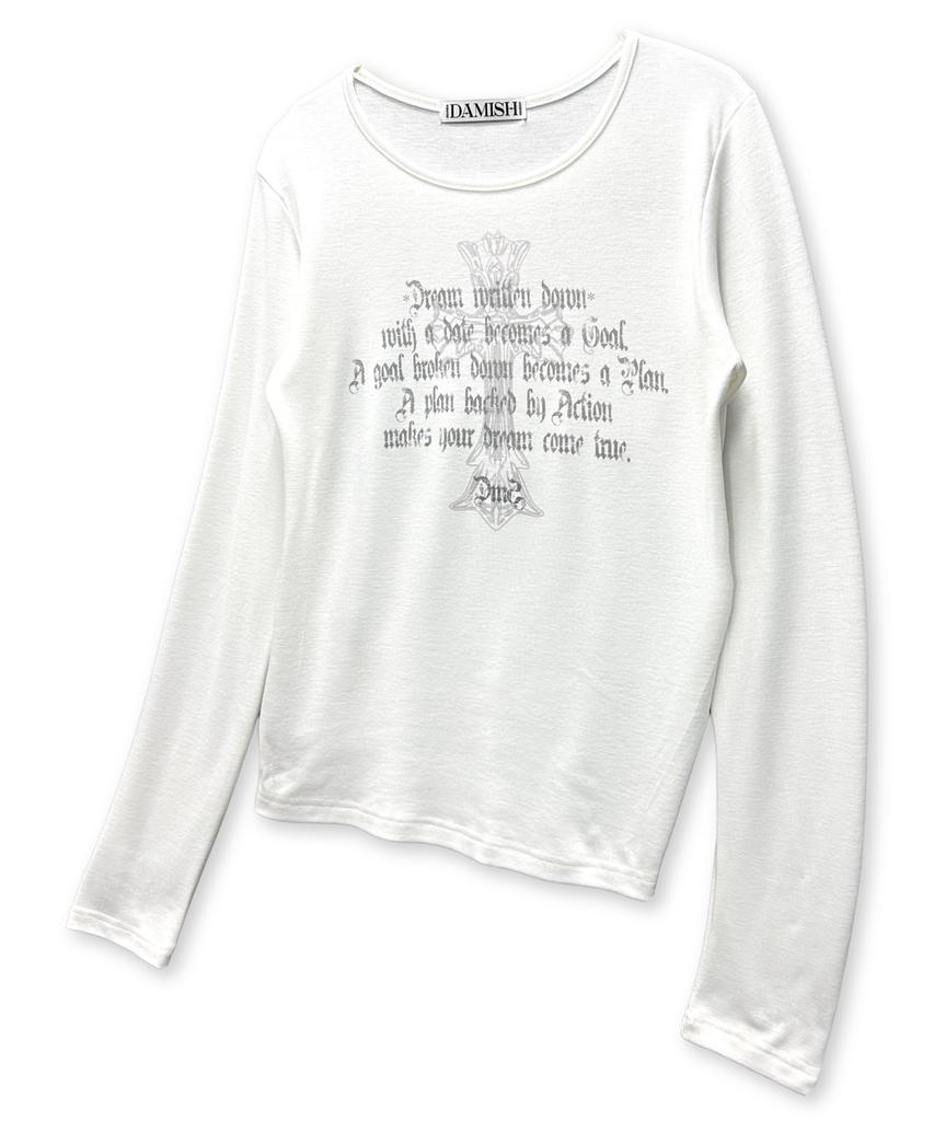 Damiswi Typography Cross U-Neck Long Sleeve_Ivory