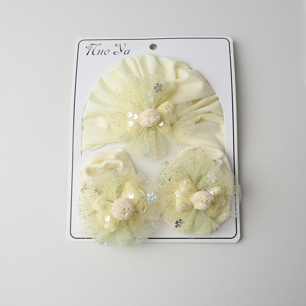 Adorable Baby Hat & Non-Slip Sock Set with Cute Princess Wings - Protects Fontanelle