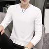 Yousheng Men Top Solid Color Long Sleeve Round Neck Tee for Daily Wear Mid Length Lightweight Material Casual Style Sport Bottoming T-shirt