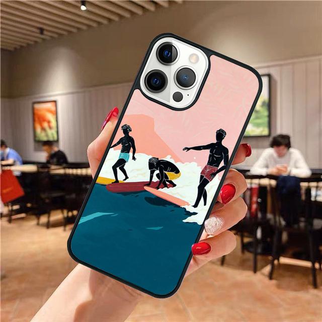 Surfinga Beach Surfboard Wave Phone Case For iPhone 17 Air 16 15 14 Plus Apple 16 11 12 13 Pro Max Coque