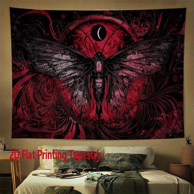 

Dark moths and the moon Digital printing polyester wall tapestry suitable for use in living rooms bedrooms offices bars party 74x94cm(29x37in)
