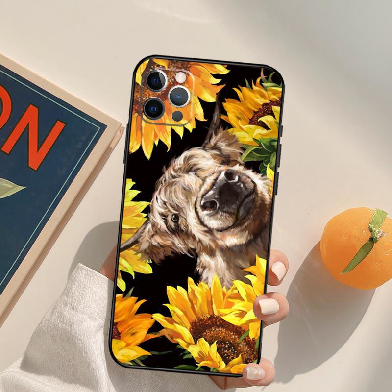 Cute Highland Cow Funda Case For iPhone 15 14 16 Pro Max 11 12 13 Pro Max Mini XR 16e 16 15 Plus Phone Cover