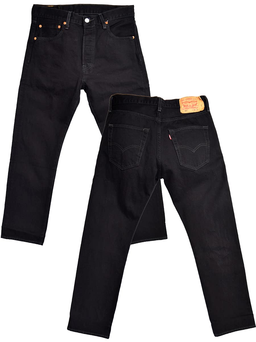 

Levi s Men s 501 Button Fly Straight Jeans Rinse black Waist30 Length32 чёрный