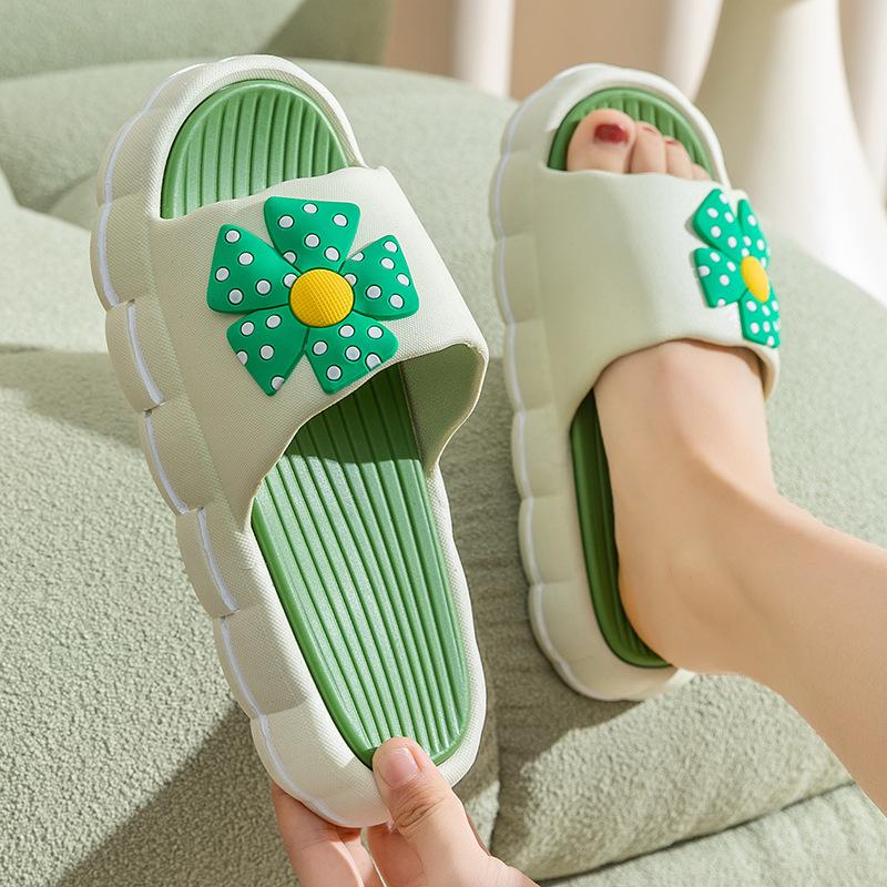 Einteilige Hausschuhe für Damen-Sommer-Hausbekleidung, rutschfeste Indoor-Hausschuhe für zu Hause, niedliche Badesandalen mit dicker Sohle und weicher Sohle für Damen