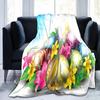 Easter Eggs Flannel Throw Blanket Colourful Eggs Pattern Easter Gifts Blanket King Queen Size for Bed Sofa Couch Lightweight