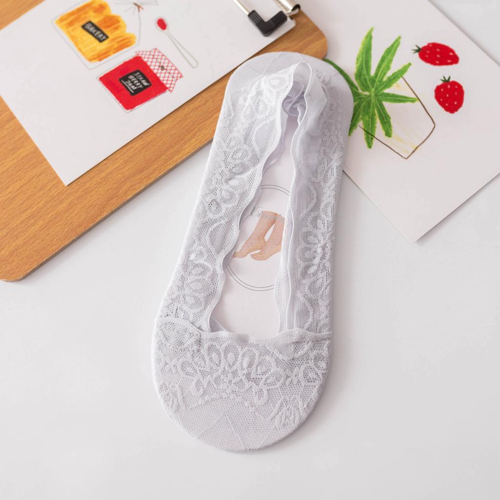 Lace Boat Socks Women Pure Cotton Sole Summer Thin Design Silicone Heel Anti Slip Breathable and Non Falling Invisible Socks