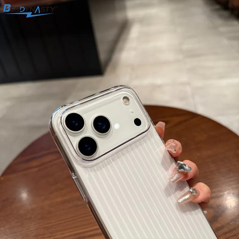 17 Pro Max Transparent Corrugated Pattern Ultra Thin Case For iPhone 17 Air 16 15 14 Pro Max Plus Shockproof Soft Cover