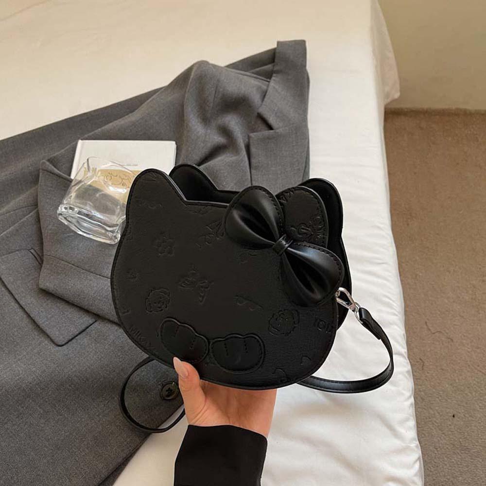 Printed Cat Head Bag Cute PU Crossbody Bag Creative Cartoon Shoulder Pouch Daily чёрный 1809₽