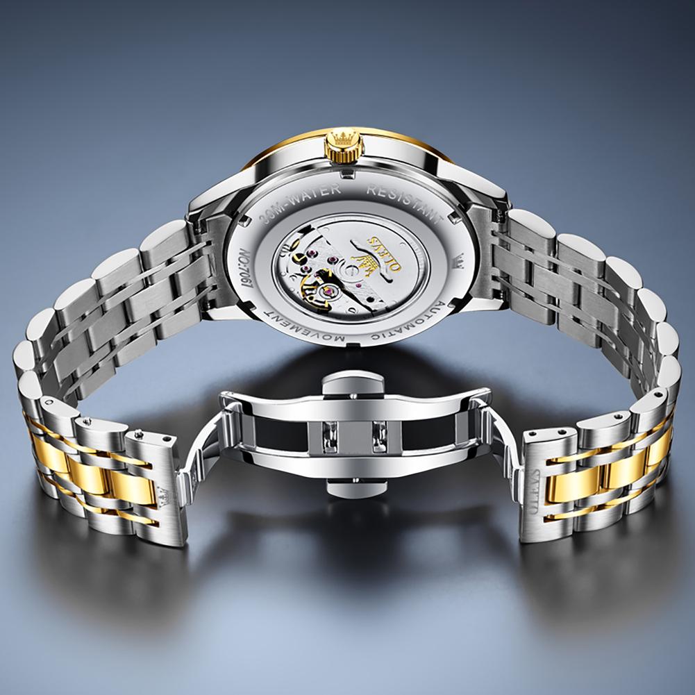 OLEVS Luxury Blue Fully Automatic Men's Watch Original Waterproof Date Stainless Steel Mechanical Watch Men's