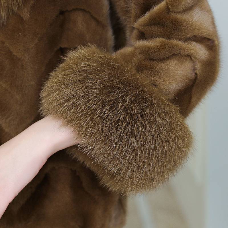 Taklit vizon kürk manto kadın yeni kış küçük adam taklit tilki kürk yaka orta ve yaşlı manto kadın annelik kıyafeti