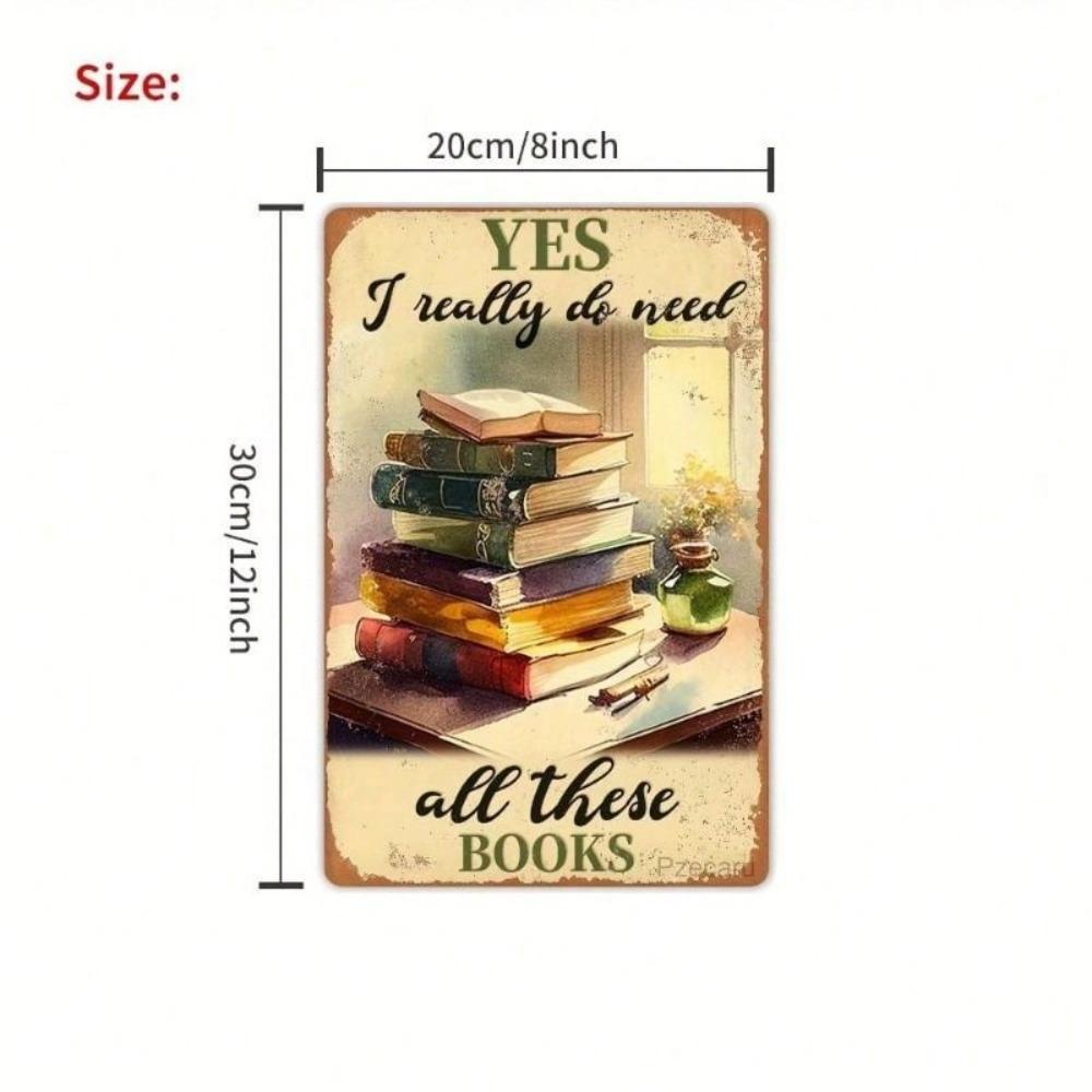 Vintage Metal Book Sign Wall Decor Waterproof Retro Poster No Frame